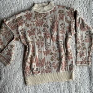 Counterparts Floral Cowl Neck Sweater - Cream and Pink